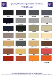 Tinted Sealer Colour Card